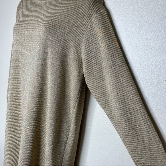 Vintage Talbots Gold Metallic Long Sleeve Button Neck Tunic Womens Medium FLAWS - Picture 4 of 16